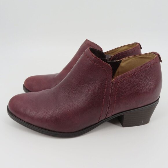 Naturalizer Women 7.5 W ZARIE Leather Ankle Boots Booties Purple Brown Zippers - Picture 6 of 14